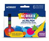 Estojo 6 Caneta Para Tecido Acrilpen Cores Vivas Acrilex + Nota Fiscal Estojo 6 Caneta Para Tecido Acrilpen Cores Vivas Acrilex + Nota Fiscal