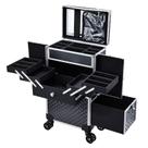 Estojo Adazzo Professional Makeup Artist Rolling Train Estojo de trem cosmético multifuncional Estojo de armazenamento de carrinho grande para técnicos de unhas Estojo de cosmetologia com compartimentos para cabeleireiro (preto)