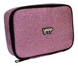 Estojo Box Escolar Feminino Brilhante Organizador 100 Pens Rosa