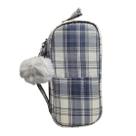 Estojo Box Grande Escolar Xadrez com Pompom Alça Organizador Estiloso Aula Material Colorido Fofo Cor:Azul Escuro Estojo Box Grande Escolar Xadrez com Pompom Alça Organizador Estiloso Aula Material Colorido Fofo Cor:Azul Escuro