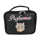 Estojo Box Grande Multifuncional para Professora Corujinha Preto/Brilho Preto - Coutre Bolsas