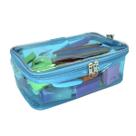 Estojo Box Transparente Neon Grande 100pens Escolar Azul