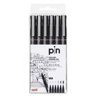 Estojo Caneta Nanquim Pin Uni-Ball C/6 Preta (0.03 - 0.05 - 0.1 - 0.3 - 0.5 - 0.8)