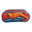 Estojo Carros Luxcel Escolar Hotwheels Velozes Vermelho/Azul