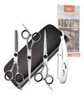 Estojo Com 6 Peças Tesouras Navalha Profissional Fio Laser AL-2918 Estojo Com 6 Peças Tesouras Navalha Profissional Fio Laser AL-2918