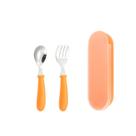 Estojo com colher e garfo para bebês na cor Laranja talher infantil Estojo com colher e garfo para bebês na cor Laranja talher infantil