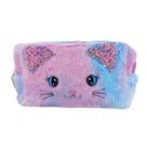 Estojo Com Desenho De Gato Com Lantejoula E Pompom