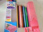 Estojo Criatic color case com 12 lápis e 1 apontador rosa - Cis Estojo Criatic color case com 12 lápis e 1 apontador rosa - Cis