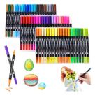 Estojo de 60 canetinha touch cores sortidas para pintar livros ponta dupla com estojo alça Estojo de 60 canetinha touch cores sortidas para pintar livros ponta dupla com estojo alça