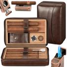 Estojo de couro Cigar Humidor TISFA com isqueiro e cortador 3 em 1