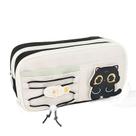 Estojo de lápis Cute Black Cat tiras autocolantes de grande capacidade