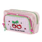 Estojo de lápis Cute Cherry & Dog Design em tela cor de dopamina