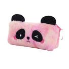 Estojo de lápis Cute Pink Panda Plush de grande capacidade 20x10cm