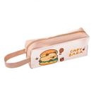 Estojo de lápis de couro de grande capacidade com estampa de hambúrguer de capivara Estojo de lápis de couro de grande capacidade com estampa de hambúrguer de capivara