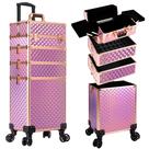 Estojo de maquiagem AROUS Rolling 4 em 1 com rodas rosa