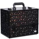 Estojo de maquiagem Joligrace 6 bandejas grandes com padrão de estrelas 35x22x28cm