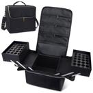 Estojo de maquiagem para viagem Deciniee Large Black 4 Tier
