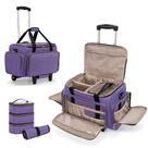 Estojo de maquiagem rolante LUXJA com 3 bolsas e 1 bolsa de pincel roxo