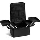 Estojo de maquiagem Stagiant de 4 camadas com compartimentos de nylon preto