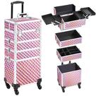 Estojo de maquiagem Yaheetech 4 em 1 com rodas Glitter Pink Estojo de maquiagem Yaheetech 4 em 1 com rodas Glitter Pink