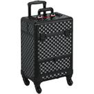 Estojo de maquiagem Yaheetech Aluminium com rodas e fechadura, preto/vermelho