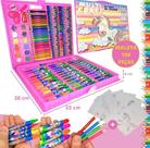 Estojo de Pintura Infantil Escolar Maleta de Desenhar e Colorir Unicórnio 150 Peças