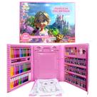 Estojo de Pintura Rosa Princesa Desenhos Acessórios 208 pçs