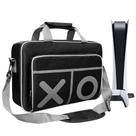 Estojo de transporte eLuugie Travel Bolsa multifuncional de armazenamento de viagem Bolsa/bolsa de ombro para sistema PS5 e acessórios/Xbox One (preta)