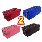Estojo Duplo 2 Divisorias Nylon Com Zíper Liso Escolar Estojo Duplo 2 Divisorias Nylon Com Zíper Liso Escolar