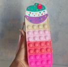 Estojo Escolar de Silicone Pop It Menina Unicórnio Cupcake Rosa Estojo de Silicone Material Escolar