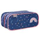 Estojo escolar duplo com zíper - 336700 - Académie Dots Azul - Tilibra