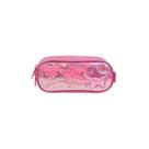 Estojo Escolar Feminino com 3 Compartimentos Unicórnio Confetti Rosa