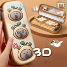 Estojo Escolar Feminino Masculino Capivara Estampa 3D Divisórias Lápis Maquiagem Lindo Estojo Escolar Feminino Masculino Capivara Estampa 3D Divisórias Lápis Maquiagem Lindo