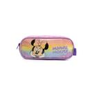 Estojo Escolar Feminino Médio Minnie 3 Compartimentos Lilás