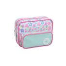 Estojo Escolar Grande Bolso Frontal e 2 Divisórias Organizador Oncinha Kawaii Rosa Feminino Menina