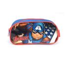 Estojo Escolar Infantil 01 Zíper Luxcel Avengers Capitão América Azul