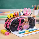 Estojo Escolar Infantil Organizado Lapis Caneta 2 Compartimentos Avengers Marvel Cosmics e Barbie