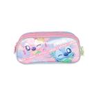 Estojo Escolar Luxcel Stitch Roxo Floral