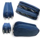 Estojo Escolar Masculino Feminino Grande 3 Ziperes Triplo Cores:Azul 806