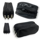 Estojo Escolar Masculino Feminino Grande 3 Ziperes Triplo Cores:Preta 806 Estojo Escolar Masculino Feminino Grande 3 Ziperes Triplo Cores:Preta 806