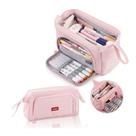 Estojo Escolar Masculino Feminino Grande 3 Ziperes Triplo Cores:Rosa CYC 900407