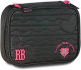 Estojo Escolar Necessaire Organizadora Nylon Acolchoado 36 Lápis Infantil Com Zíper Personalizado Cor:Preto