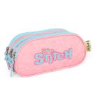 Estojo Escolar Stitch Triplo Disney 3 Divisorias Cor Rosa