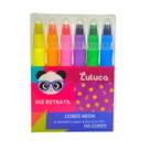 Estojo GIZ de Cera Luluca Retratil 6 Cores Neon