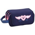 Estojo Infantil Triplo Compartimento Grande Design Fofo Divisórias Espaçosas Material Escolar Lápis Caneta Resistente para Menina