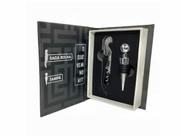 Estojo kit vinho 2 pcs abridor e tampa