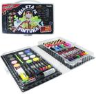 Estojo Maleta De Pintura Infantil Kit Color 42 Peças Enaldinho Canetinha Giz de Cera Aquarela Presente