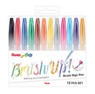 Estojo Marcador Pentel Brush Sign Pen 12 cores Lettering