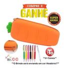 Estojo Material Escolar Cenoura Silicone Perfumada +