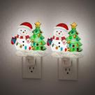 Estojo Night Light para árvore de Natal e boneco de neve, pacote com 2